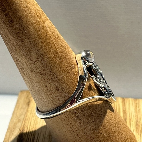 925 STERLING SILVER RAINBOW MOONSTONE GODDESS MOON RING SIZE 8.75 - Picture 2 of 6